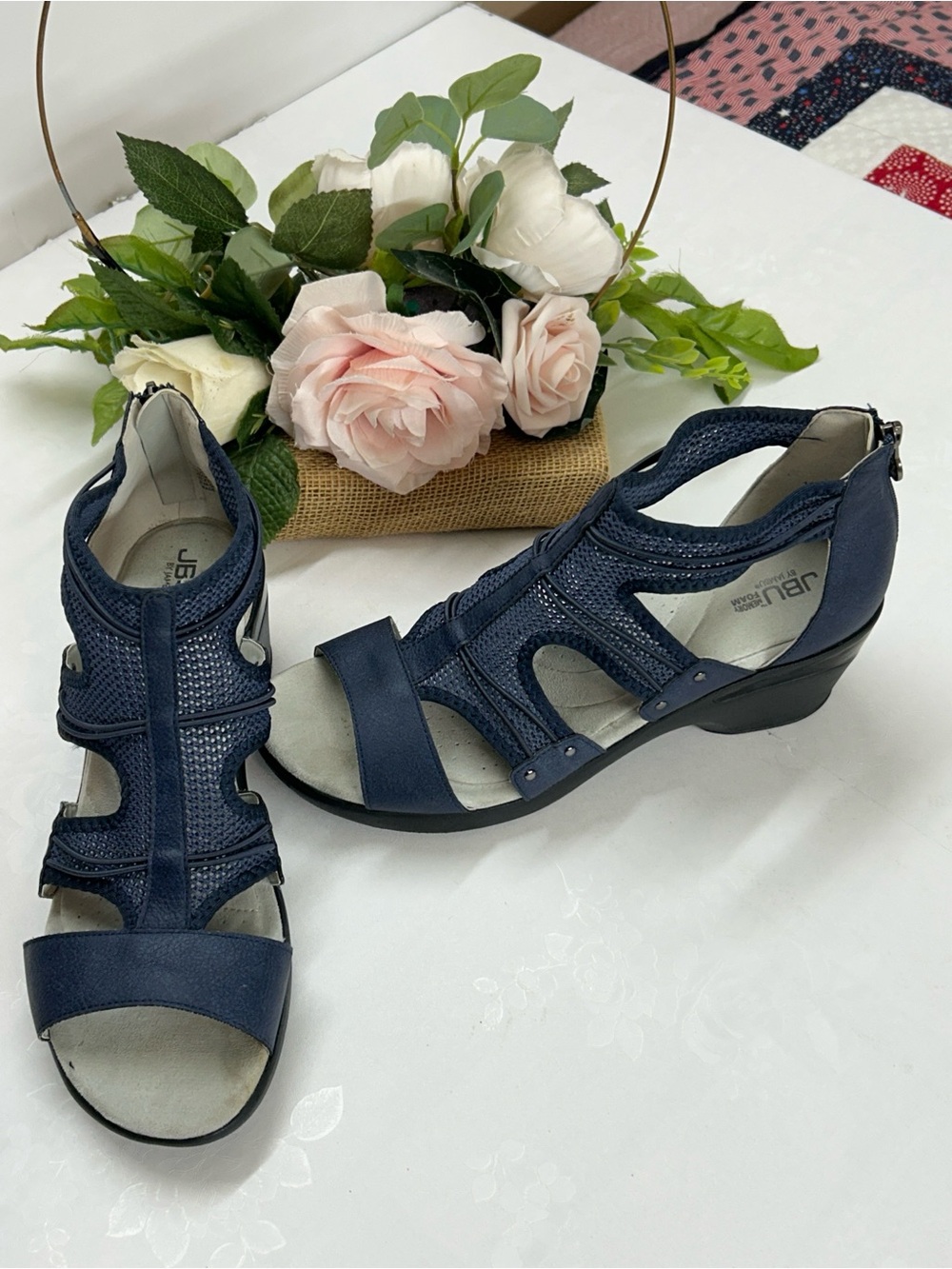 Comfort Stretch Navy Women’s Sandals with Supportive Straps - Picture 3 of 12